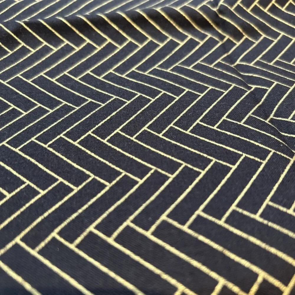 Emma &  Mila Cotton Quilting Fabric Black Gold Herringbone Print 30